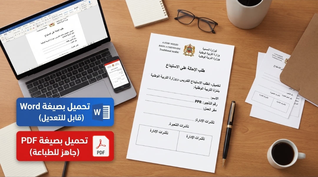 نموذج طلب الاستيداع لأطر التدريس بوزارة التربية الوطنية (Word و PDF)